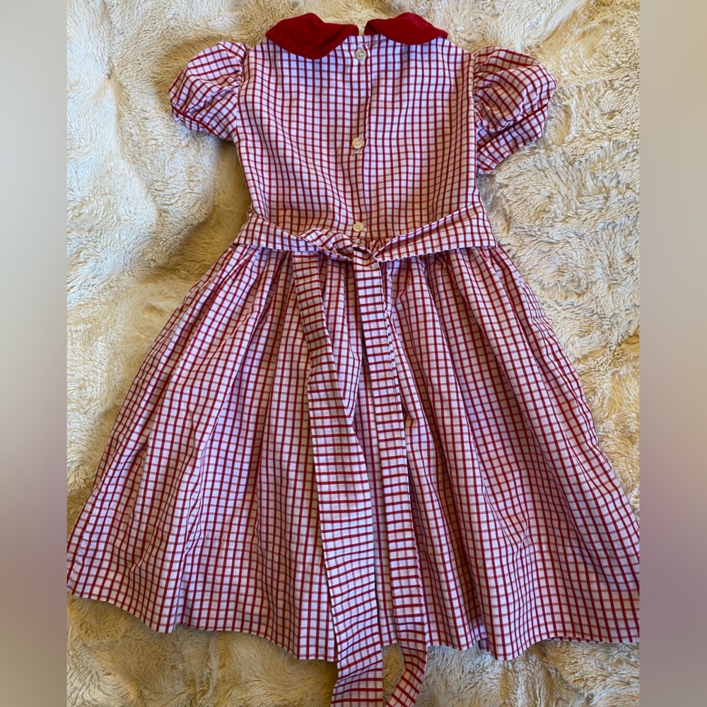 Red and White Checkered Kids Casual Dress - Picture 4 of 6